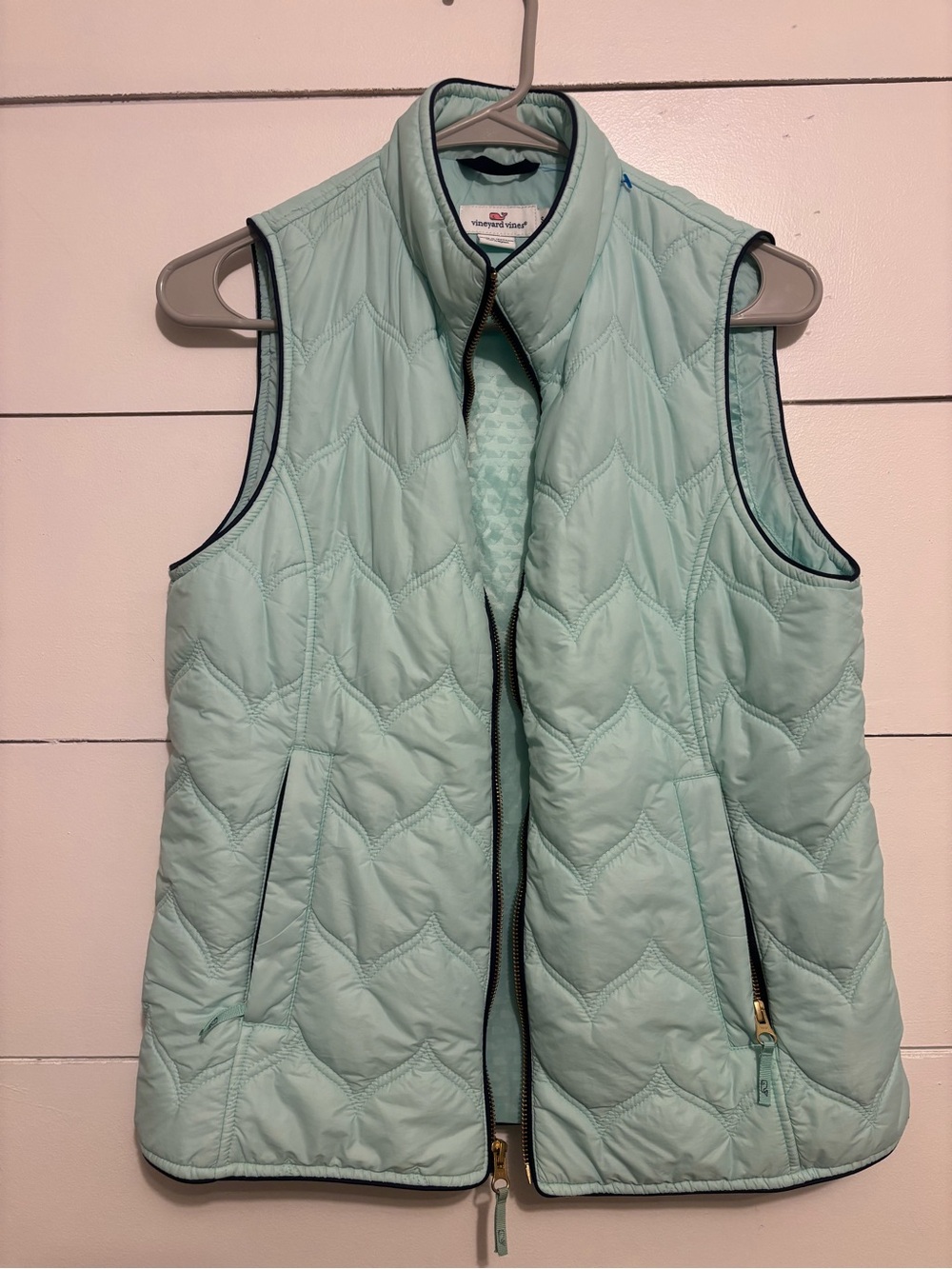 Vineyard Vines Mint Quilted Stand-Collar Vest